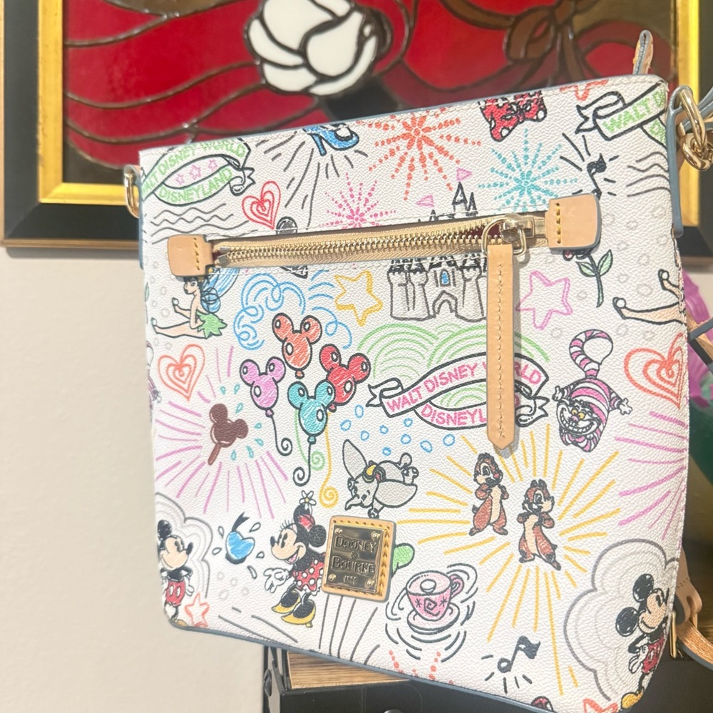 Disney Sketch Dooney and Bourke White Crossbody Bag EUC SFH